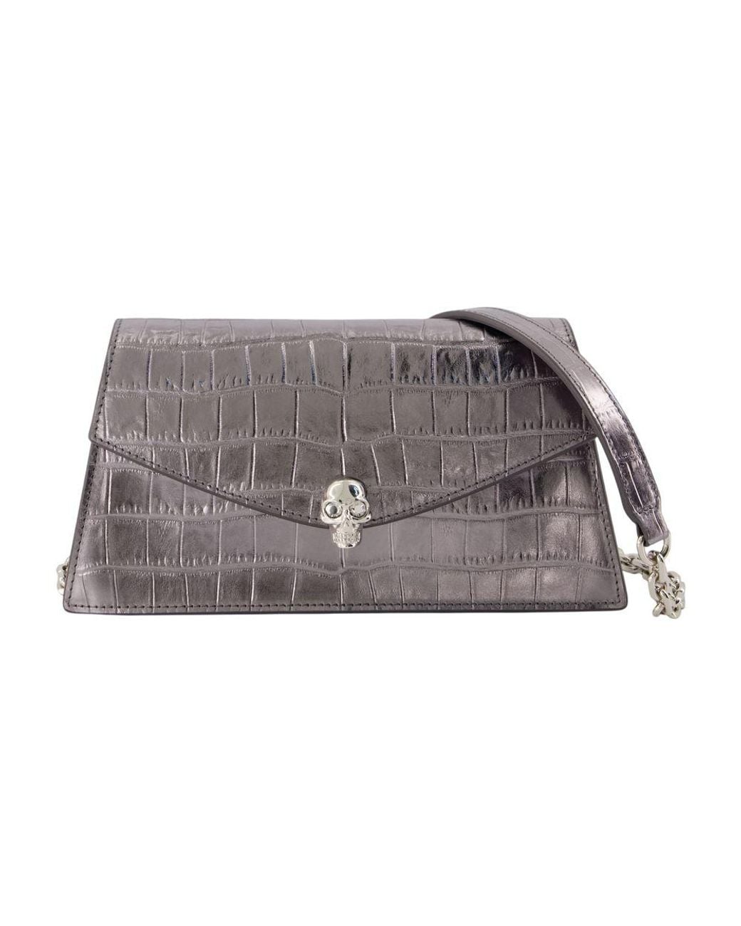 McQueen Gray Skull Mini Clutch