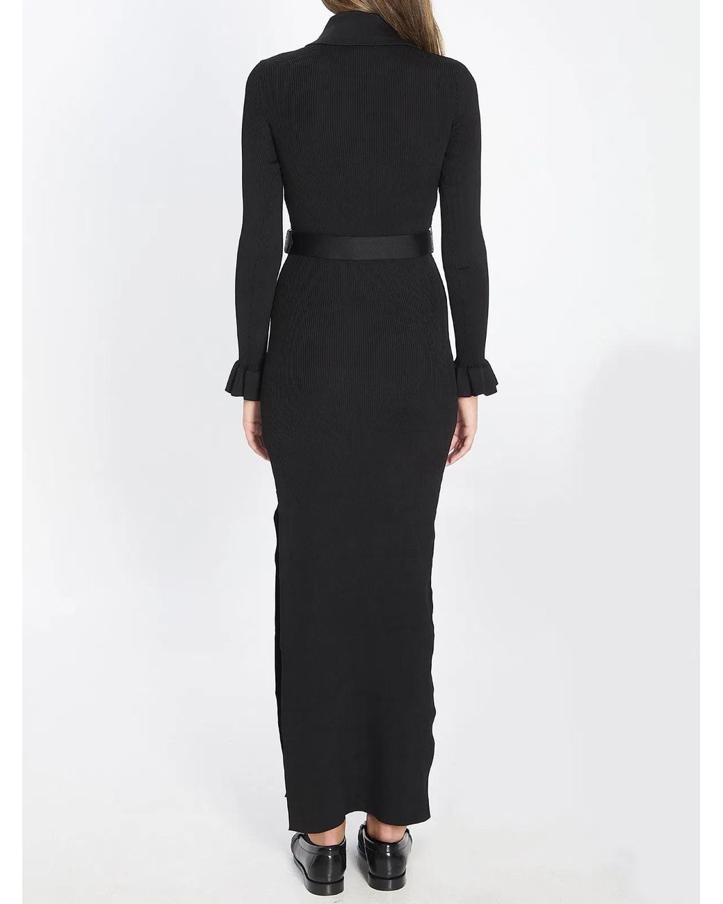 Self-Portrait Black Ribbed Knit Maxi Dress