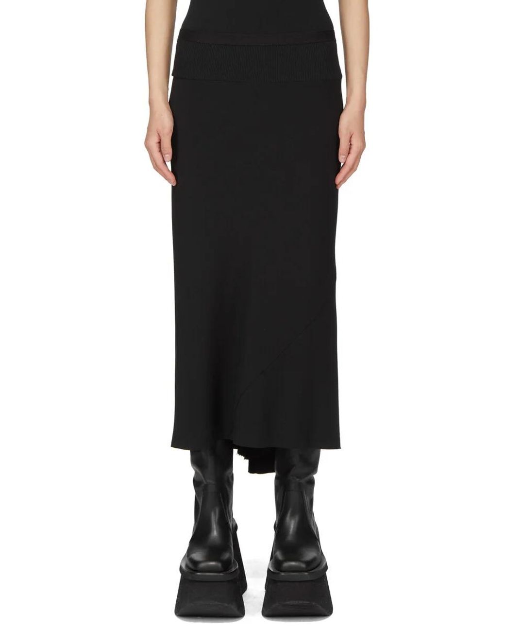 Rick Owens Black A Line Bias Skirt