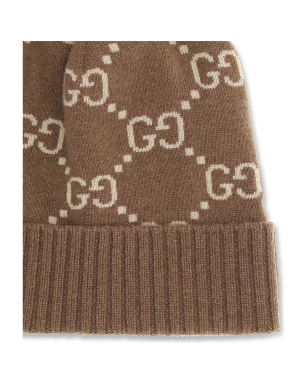 Gucci Brown Logo Beanie Hat