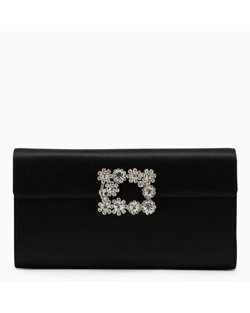 Roger Vivier Black Satin Clutch Bag With Buckle