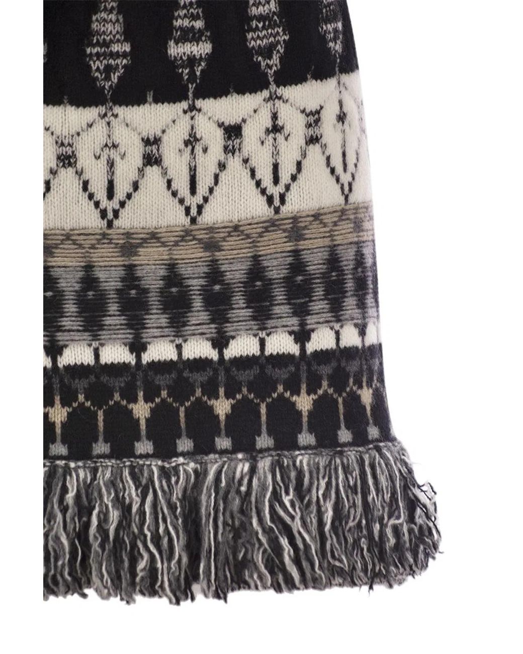 Vanisé Black Wool And Cashmere Blend Jacquard Skirt