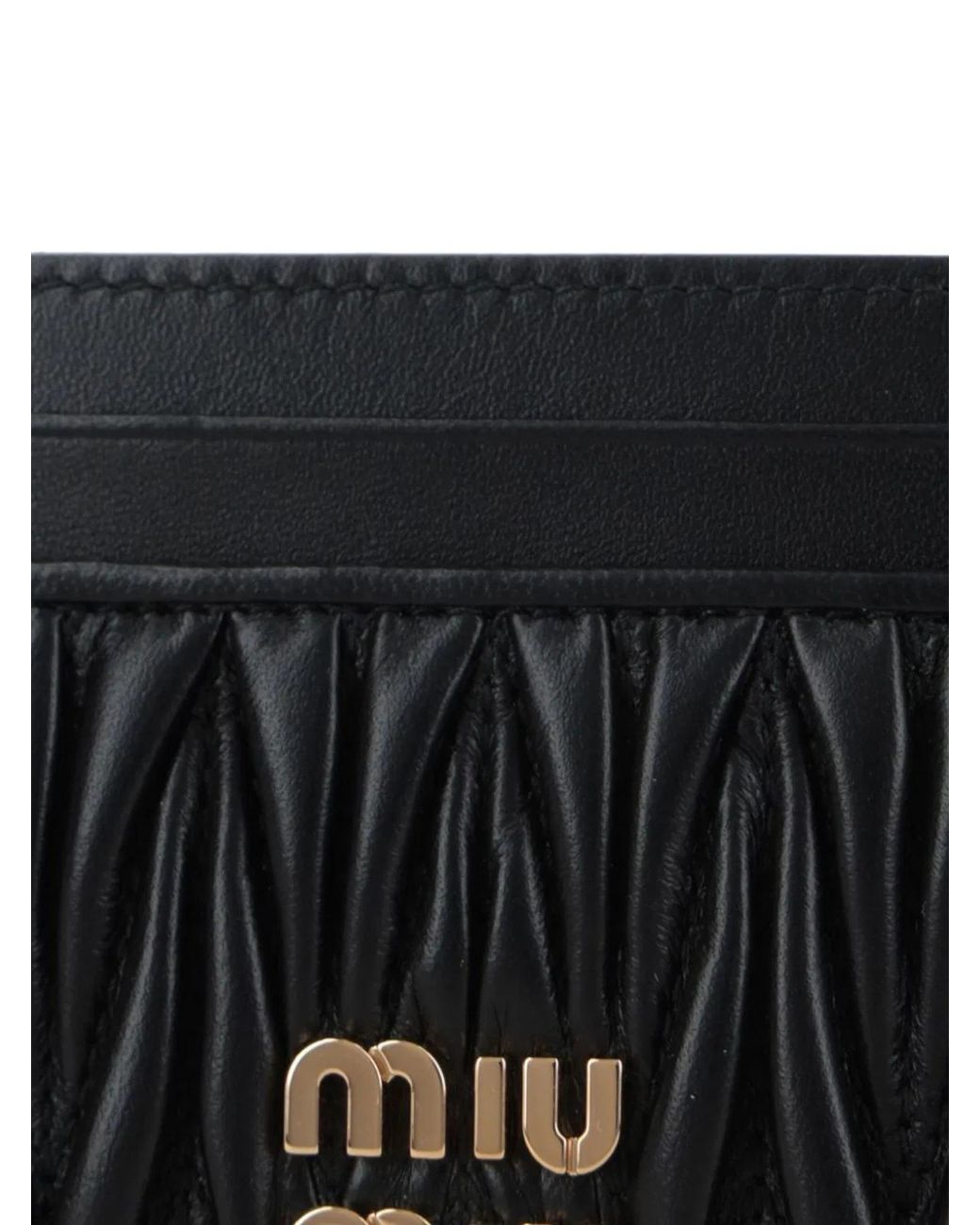 Miu Miu Black Matelassé Nappa-Leather Card Holder