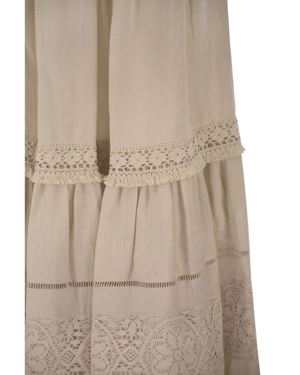 Weekend by Maxmara Natural Wkipallore – Long Linen Skirt With Lace Inserts