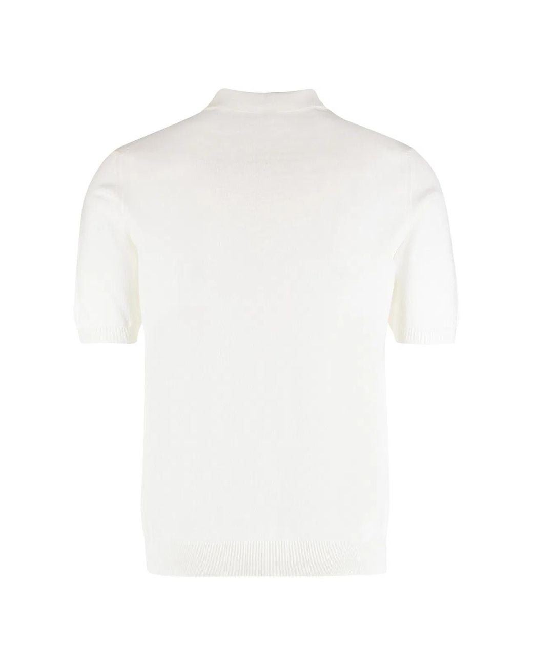 THE (Alphabet) White Cotton Knit Polo Shirt for men