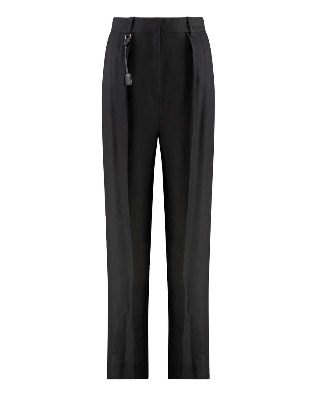 Elisabetta Franchi Black High-Waist Wide-Leg Trousers