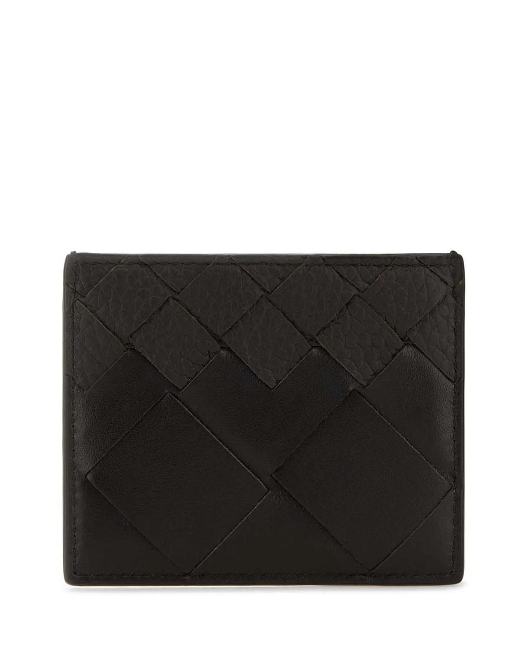 Bottega Veneta Black Dark Leather Intrecciato Card Holder for men