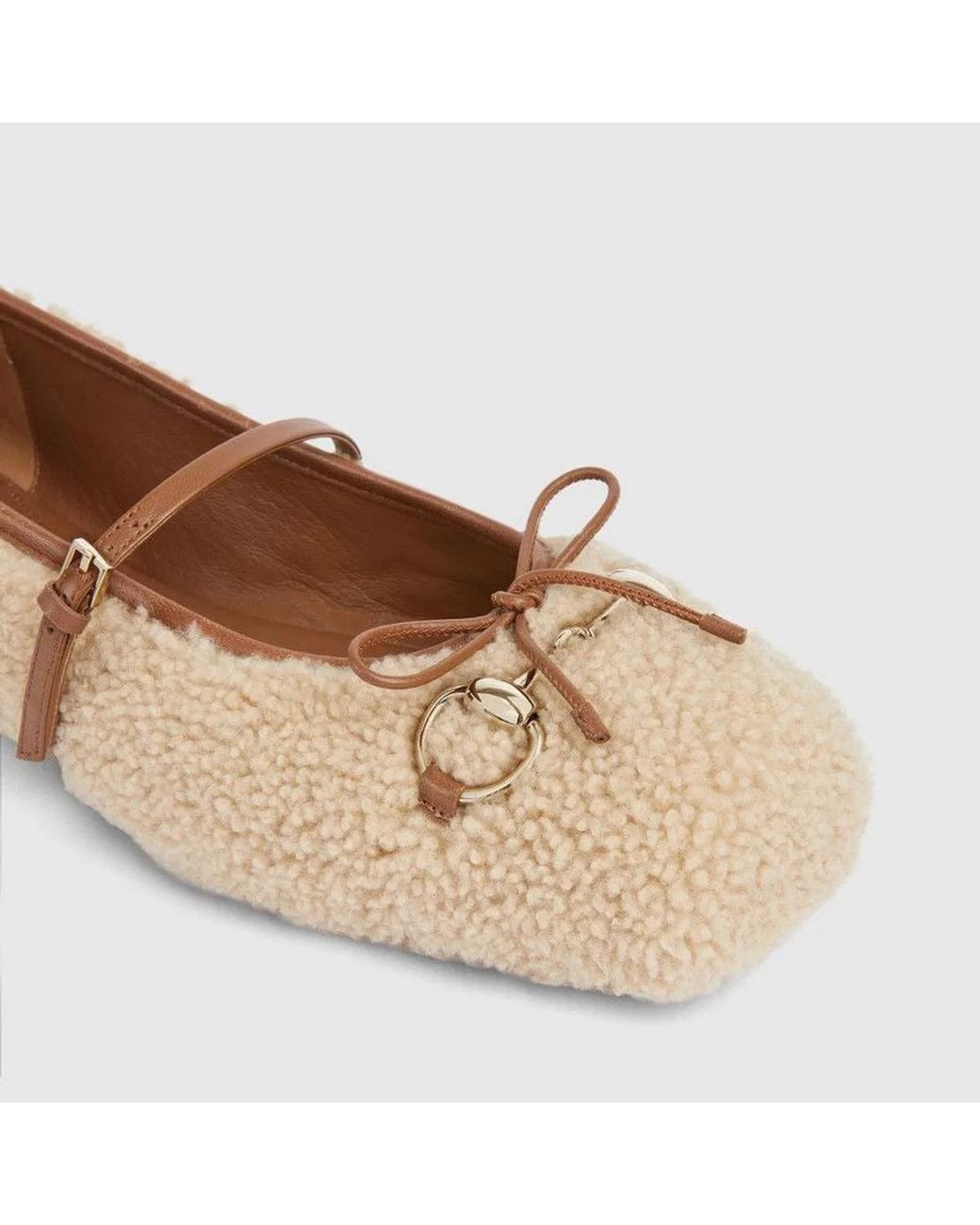 Gucci Natural Shearling Ballerinas