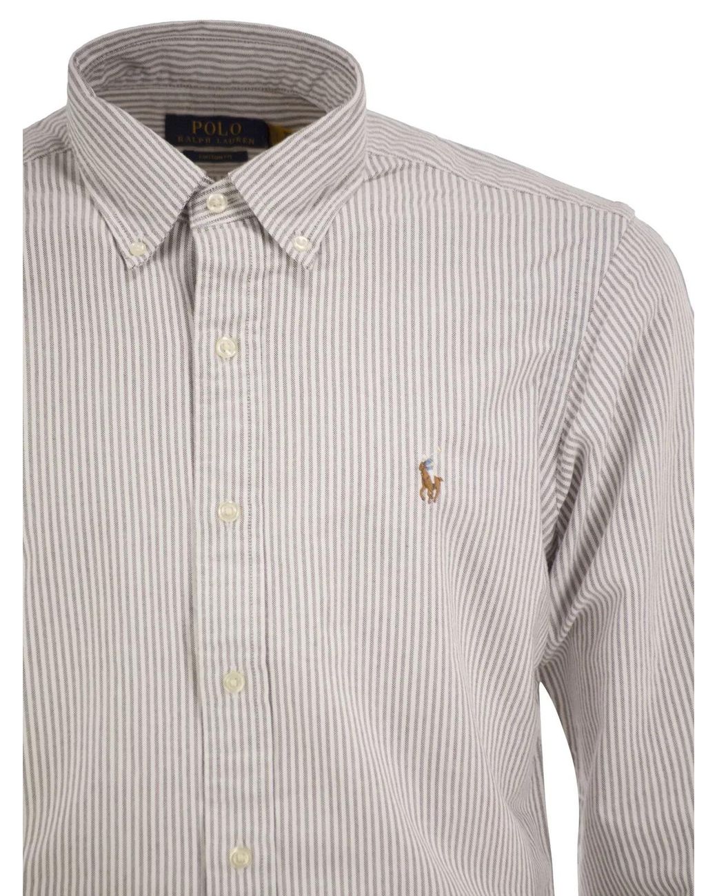 Polo Ralph Lauren Gray Striped Cotton Button-Down Shirt for men
