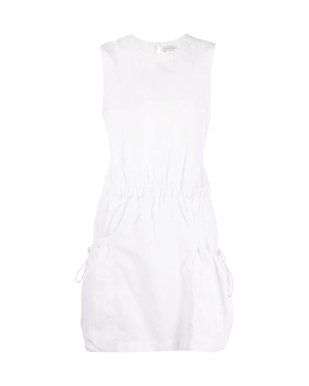Moncler White Drawstring Sleeveless Mini Dress