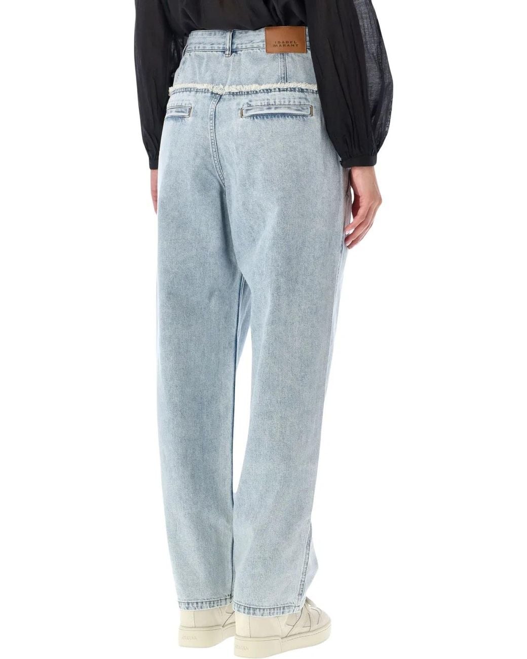Isabel Marant Blue Iniza Wide-Leg Pleated Denim Jeans