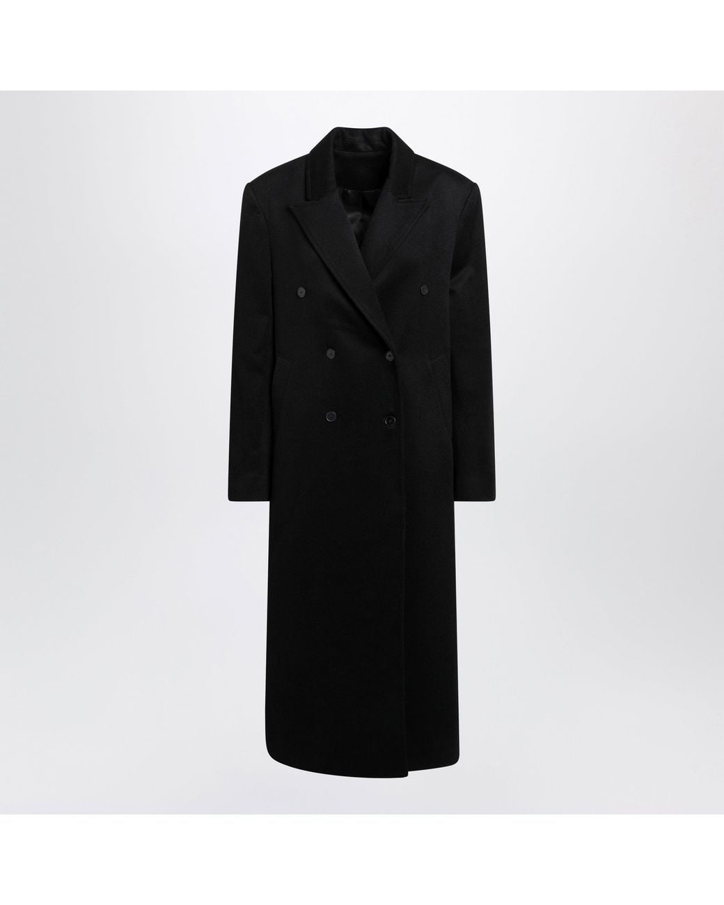 Loulou de Saison Black Rosco Double-Breasted Wool And Cashmere Long Coat