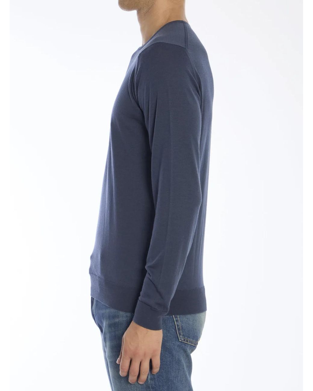 John Smedley Blue Lundy Pullover for men