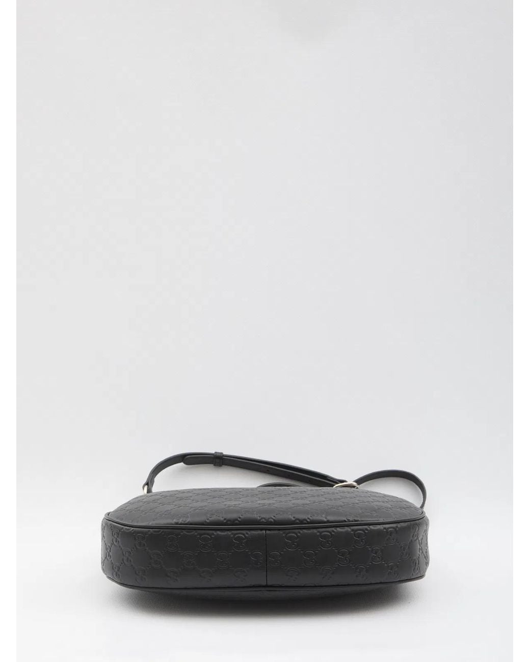 Gucci Black Gg Emblem Leather Shoulder Bag