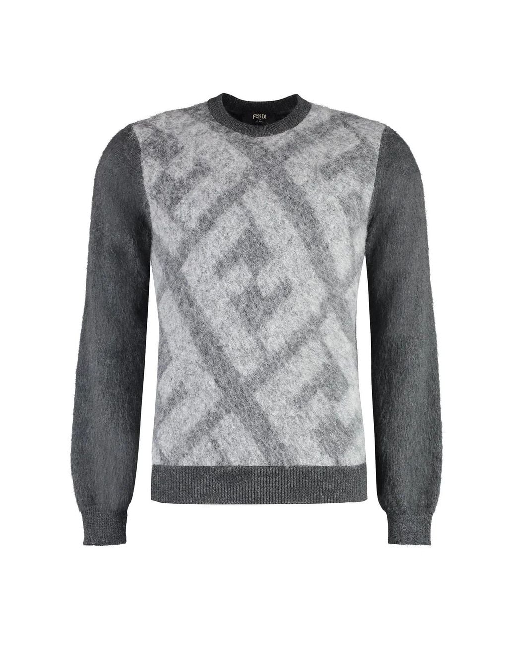 Fendi Gray Crew-Neck Sweater For Fw23 for men