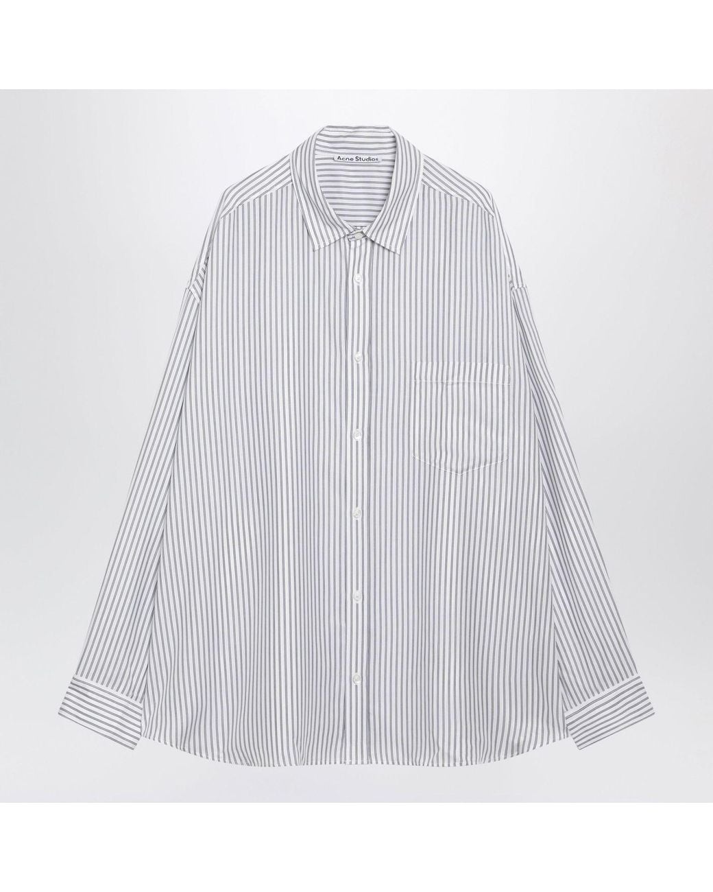 Acne White Striped Lyocell Shirt for men