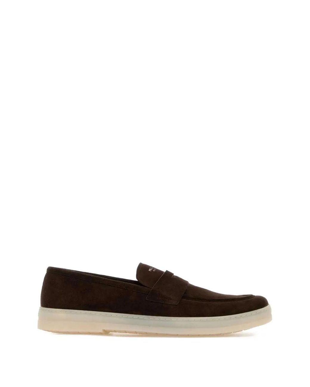 Prada White Logo Strap Loafers for men