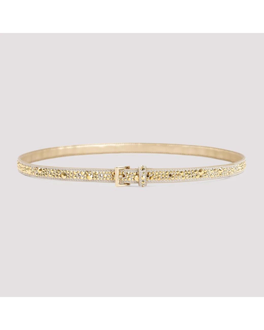 Prada Natural Embellished Suede Belt