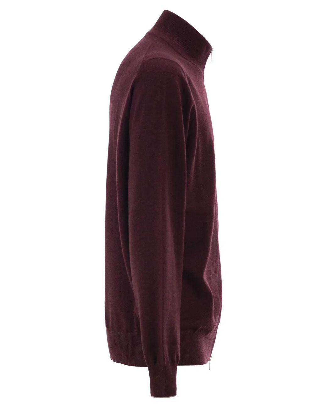 Brunello Cucinelli Purple High-Necked Cashmere Cardigan With Zip for men