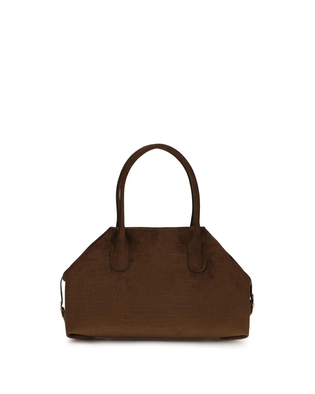 THEMOIRÈ Brown Medium Talia Trank Crocodile-Effect Suede Shopping Bag
