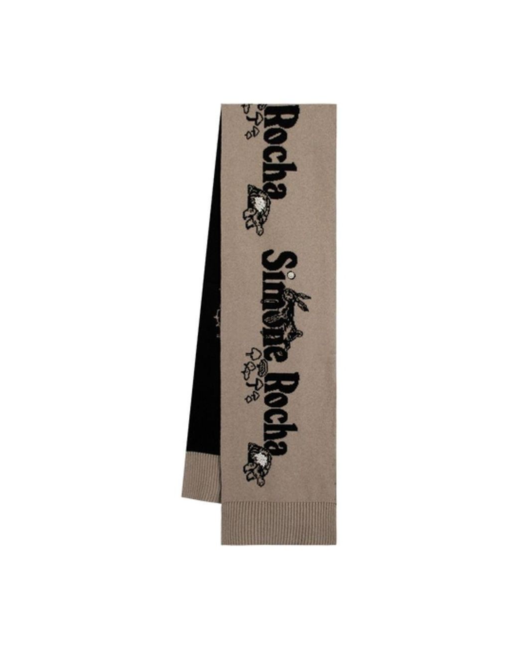 Simone Rocha Brown Beaded Logo Scarf