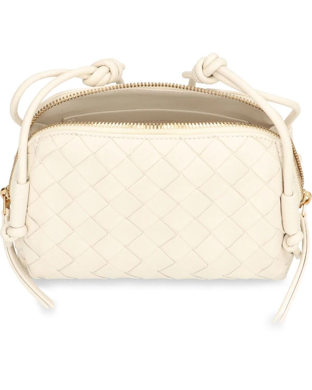 Bottega Veneta Natural Pouch Intrecciato Calf Leather Clutch Bags