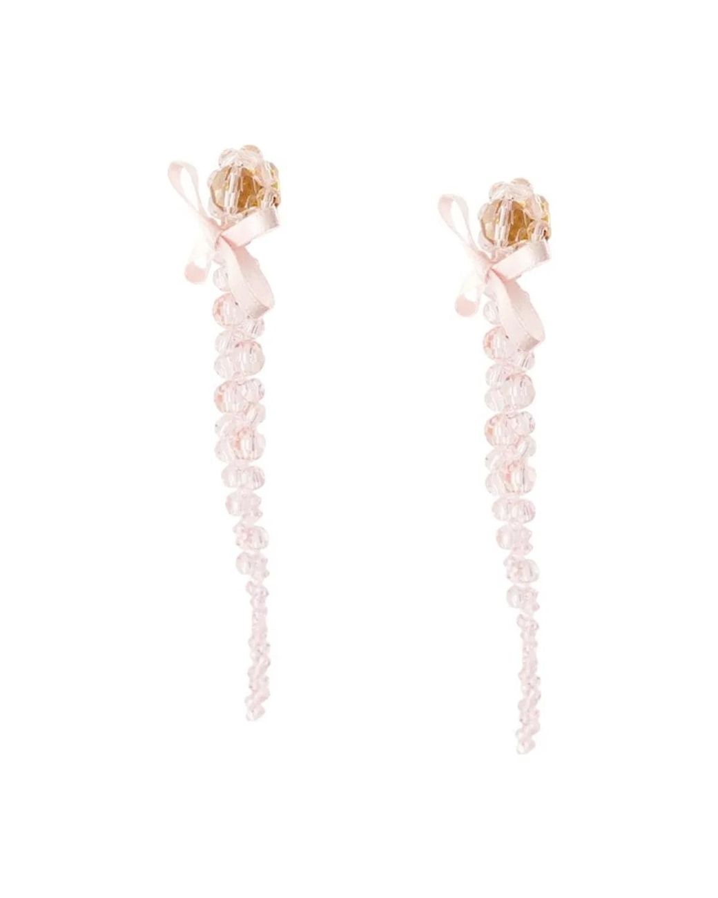 Simone Rocha White Petite Bow Drip Earrings