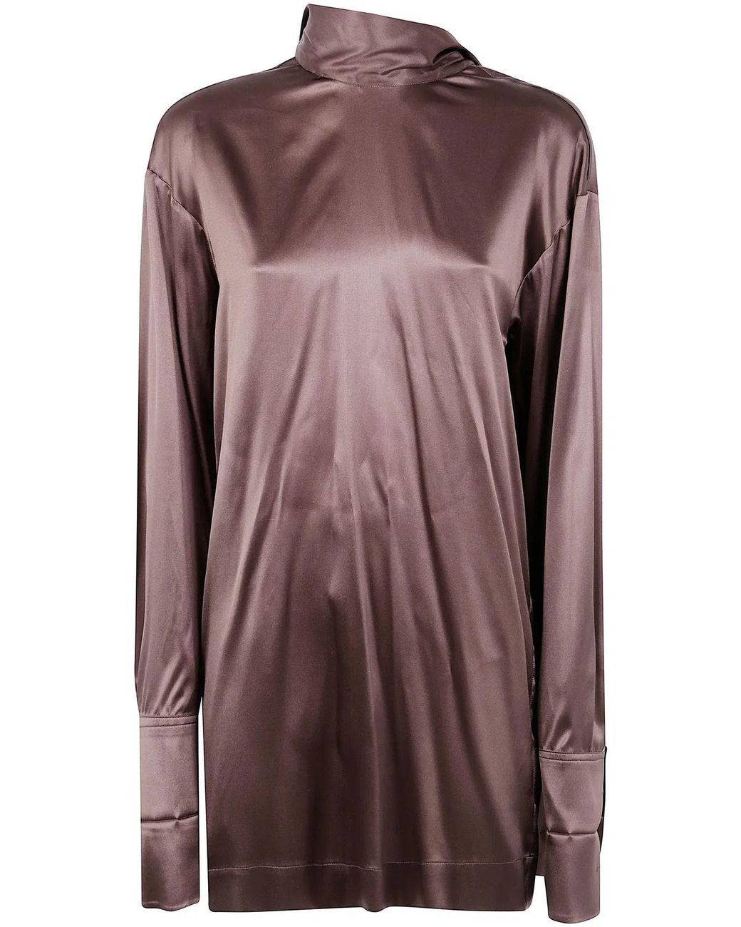 Dries Van Noten Brown "Chaddy 2033" Strech Satin Shirt