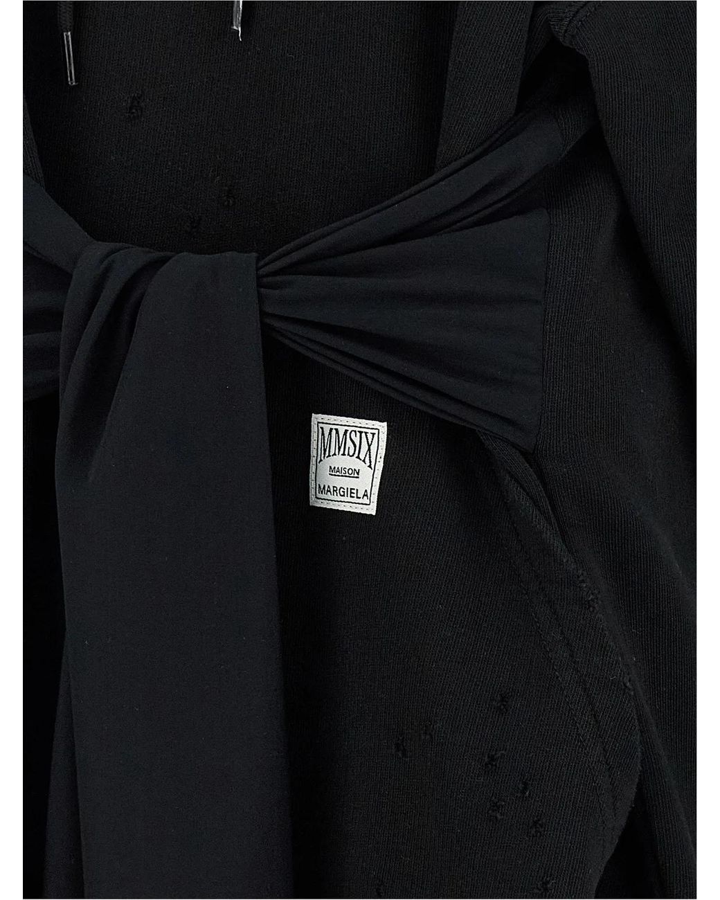 MM6 by Maison Margiela Black Hoodie Dress With Gloves