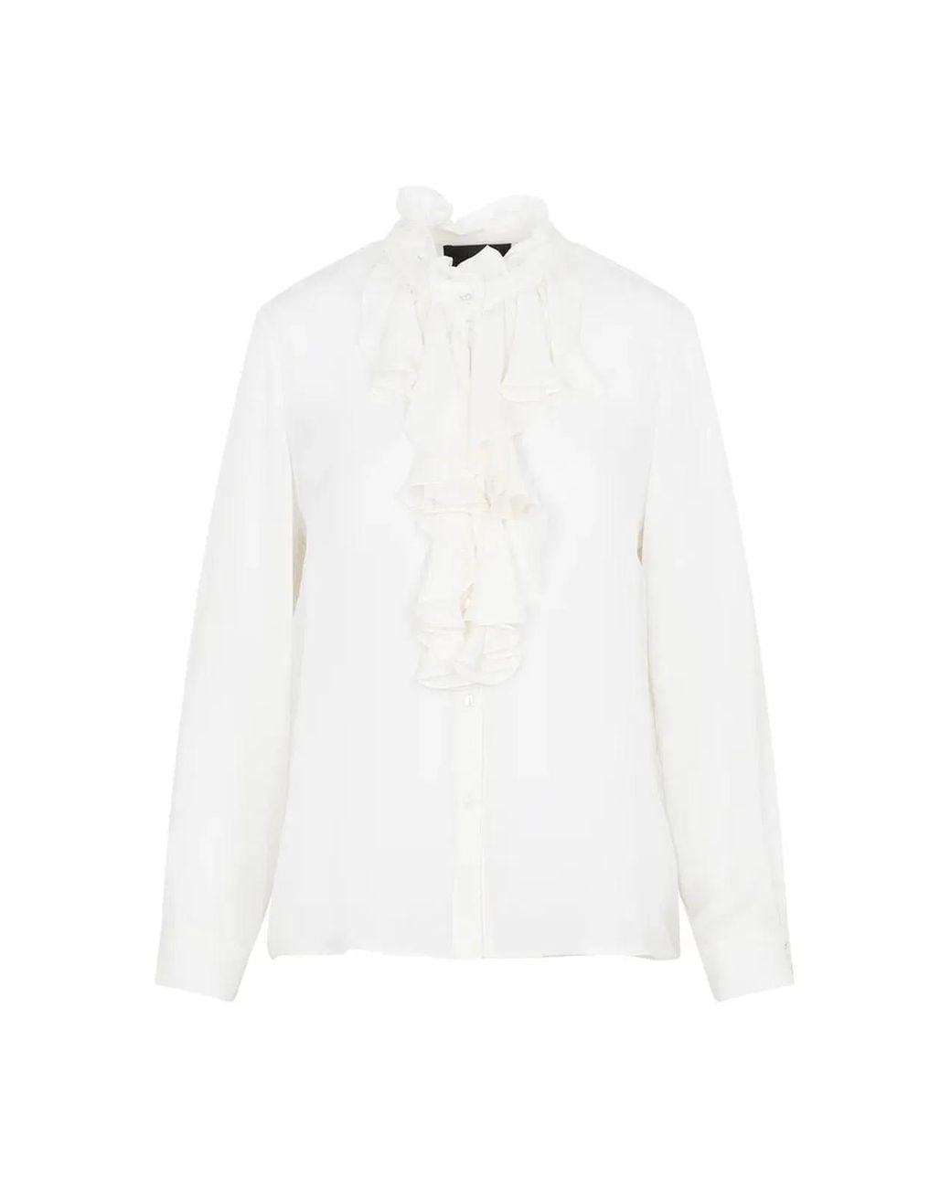 Nili Lotan White Lily Blouse With Raw Ruffle