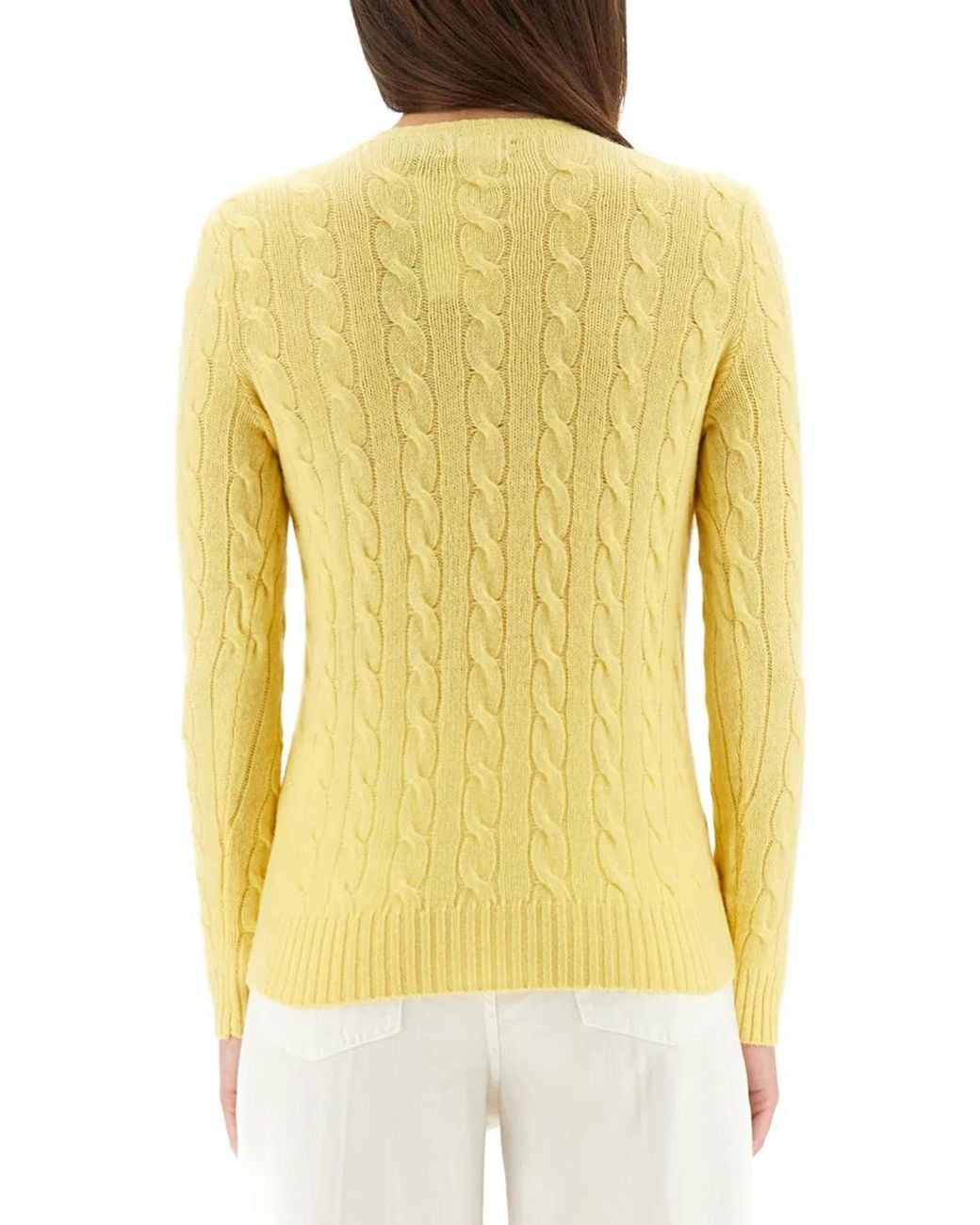Polo Ralph Lauren Yellow Cable-Knit Sweater With Classic Round Neckline