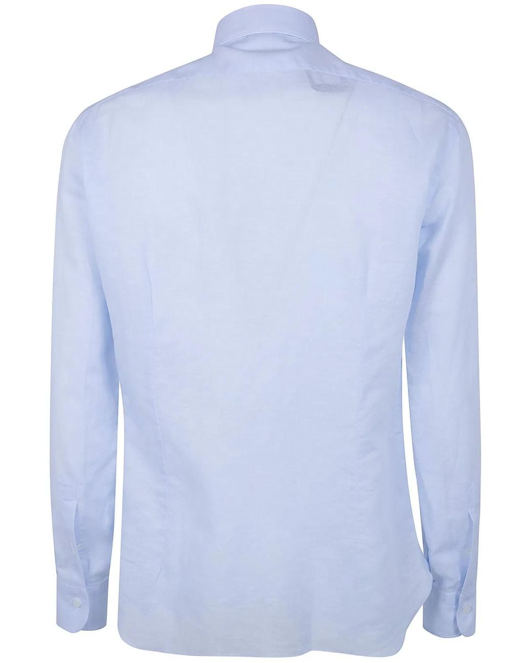 Barba Napoli Blue Classic Cotton & Linen Shirt for men