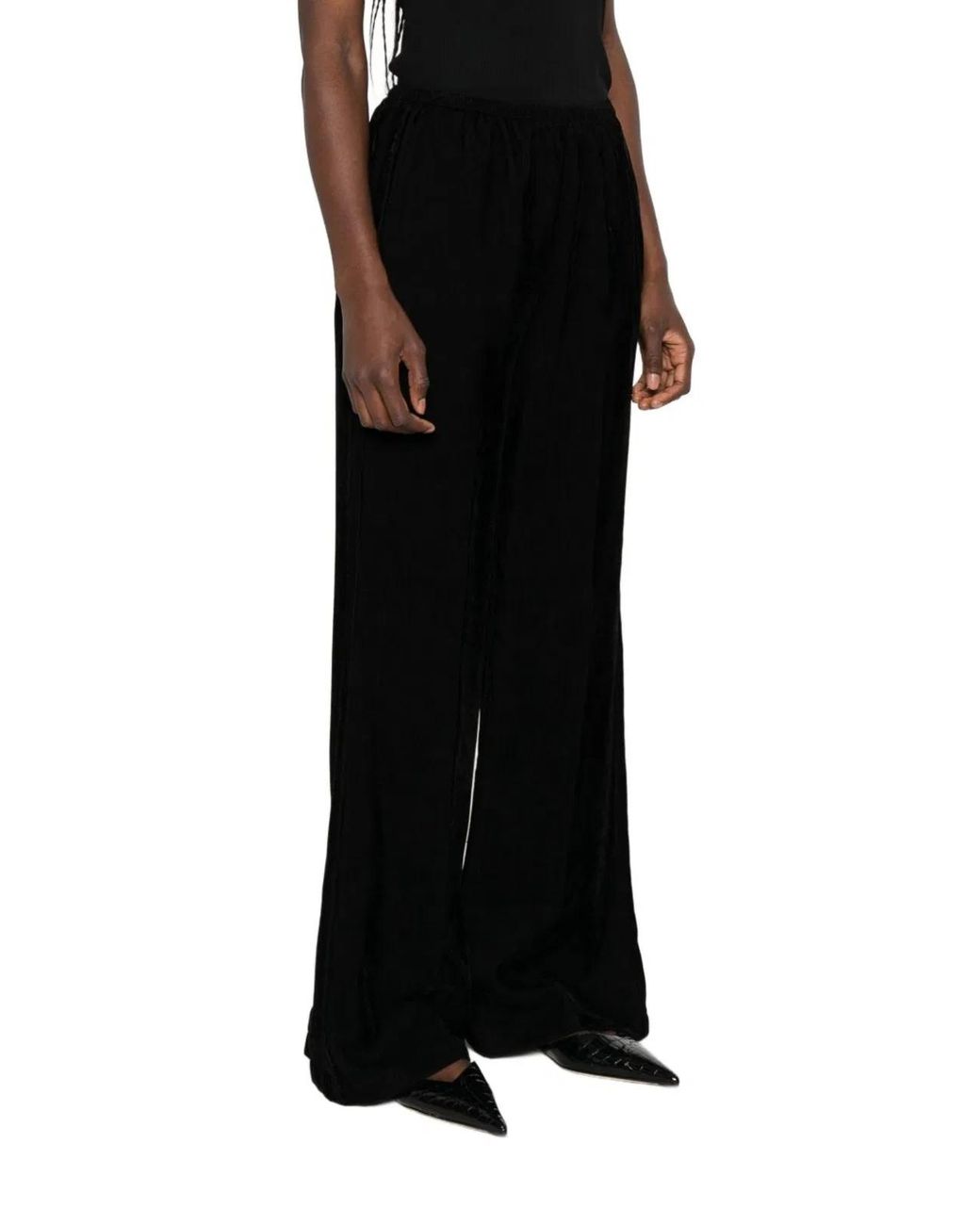 Forte_forte Black Velvet Flared Trousers