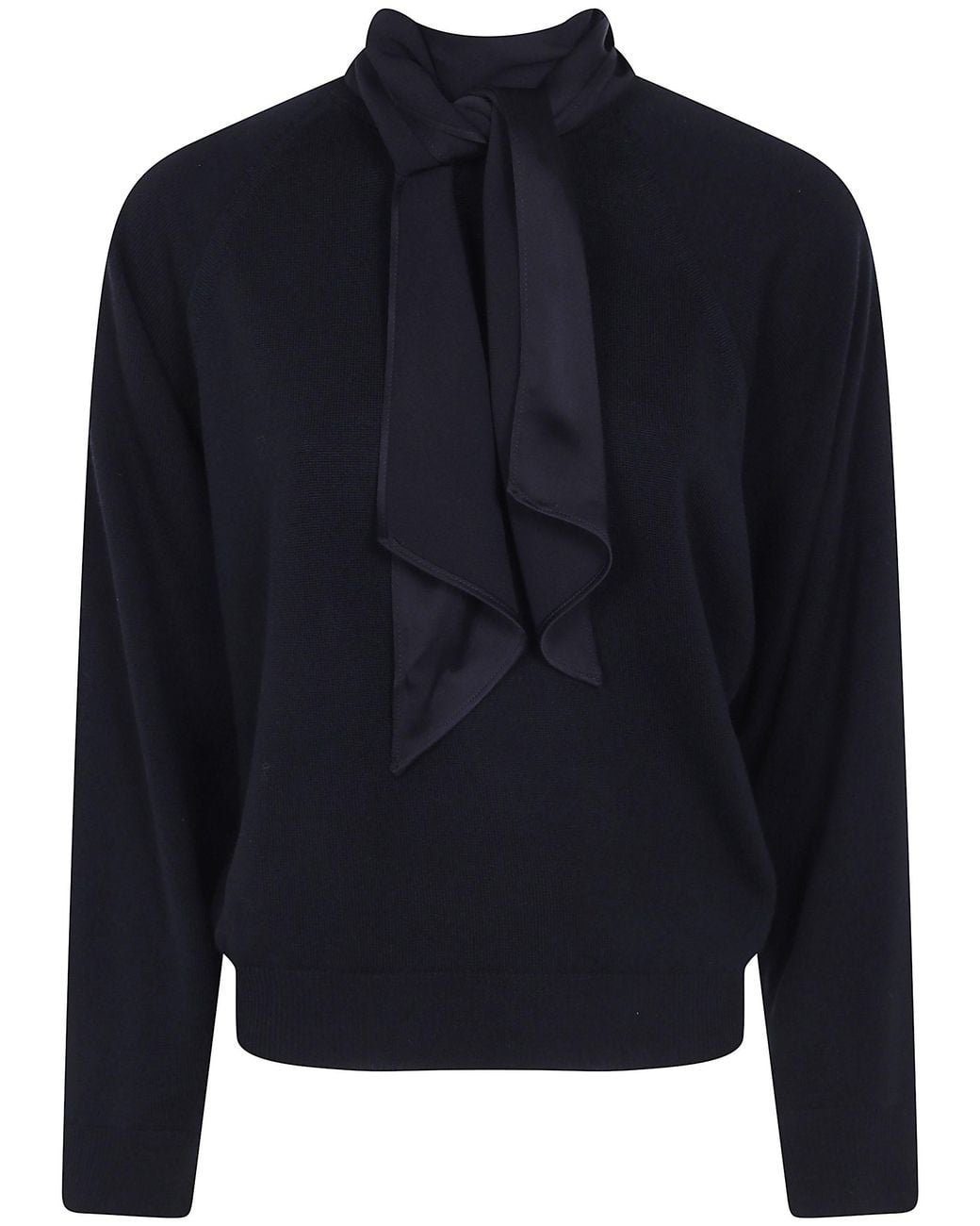 Semicouture Blue "Kathi" Scarf Round Neck Sweater