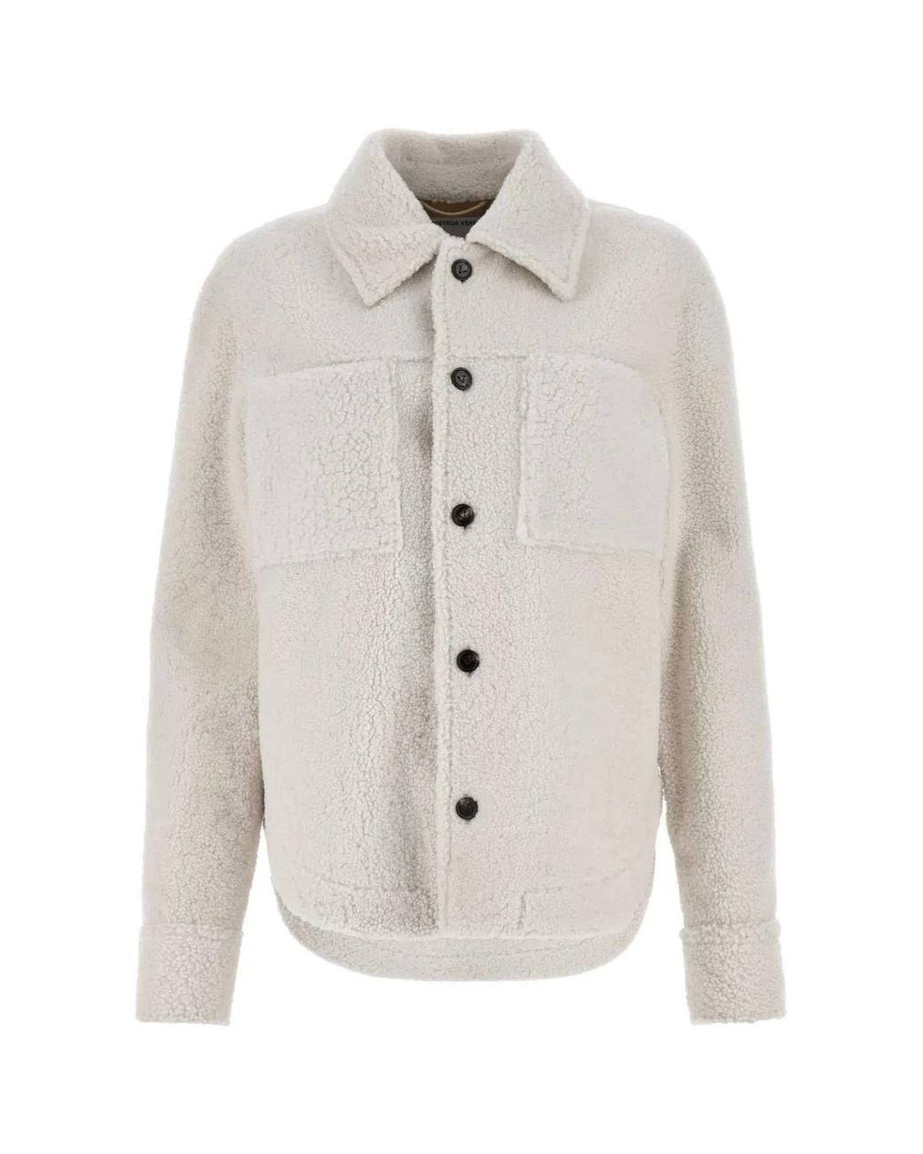 Bottega Veneta White Chalk Shearling Oversize Shirt