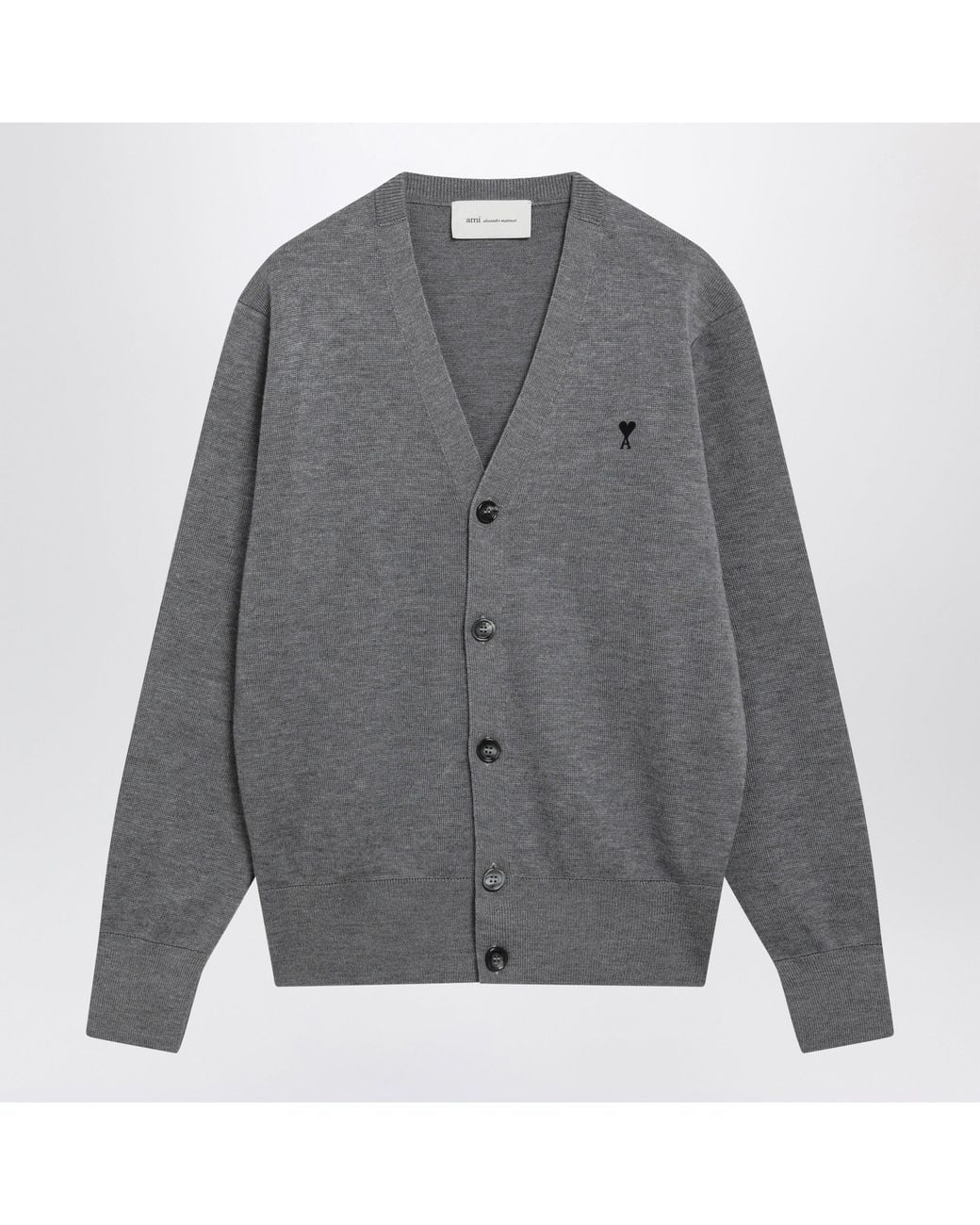 AMI Gray Ami De Coeur Cardigan for men