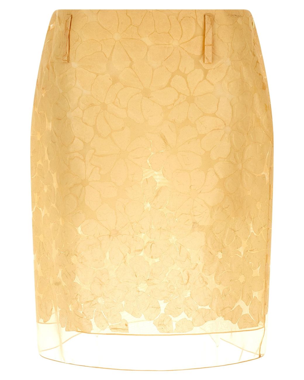 Marni Yellow Straight Skirt With Floral Pattern