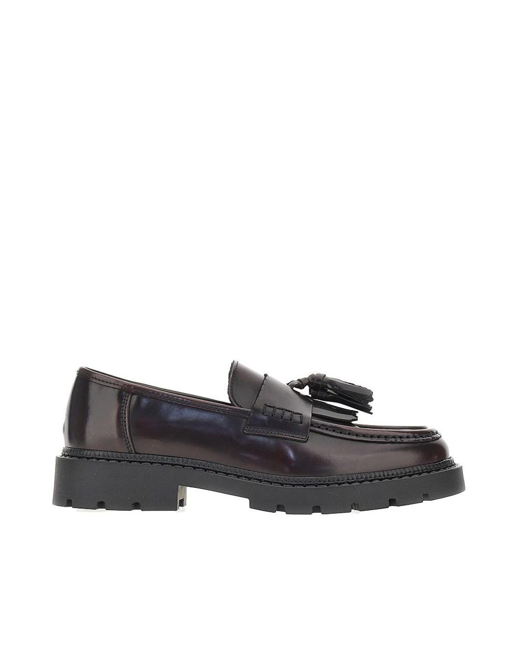 BIANCO LEVRIN Black Leather Loafers With Tassels for men
