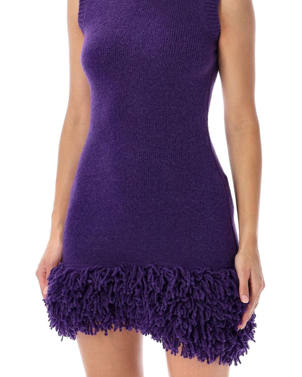 Loewe Purple Fringed Sleeveless Dress