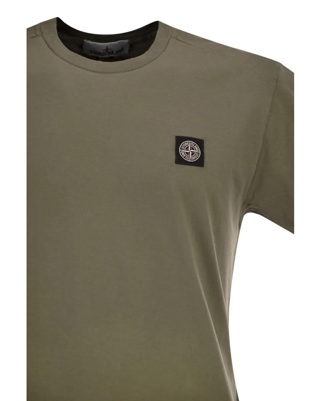 Stone Island Green Slim Fit T-Shirt With Compass Patch for men