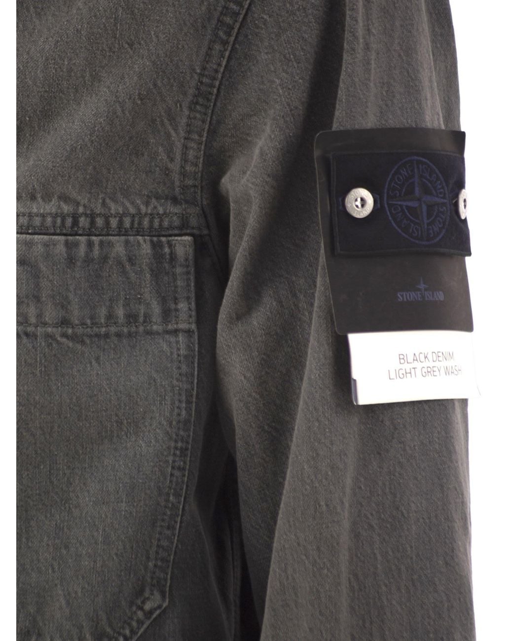 Stone Island Black Denim Jacket With Patch Pockets for men