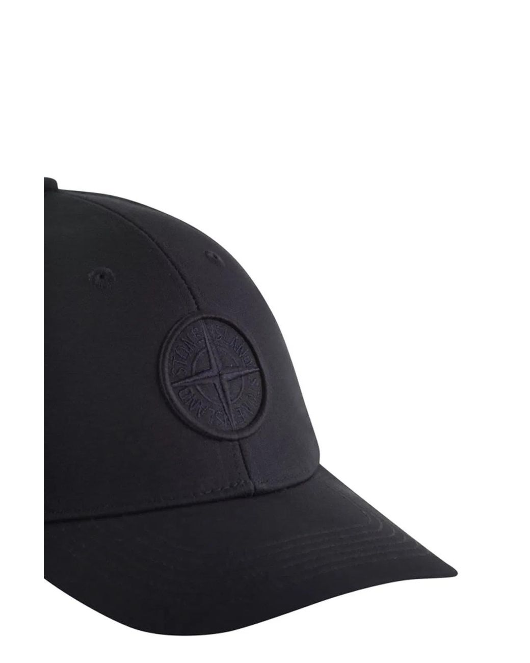 Stone Island Black Cap With Embroidered Compass Logo for men