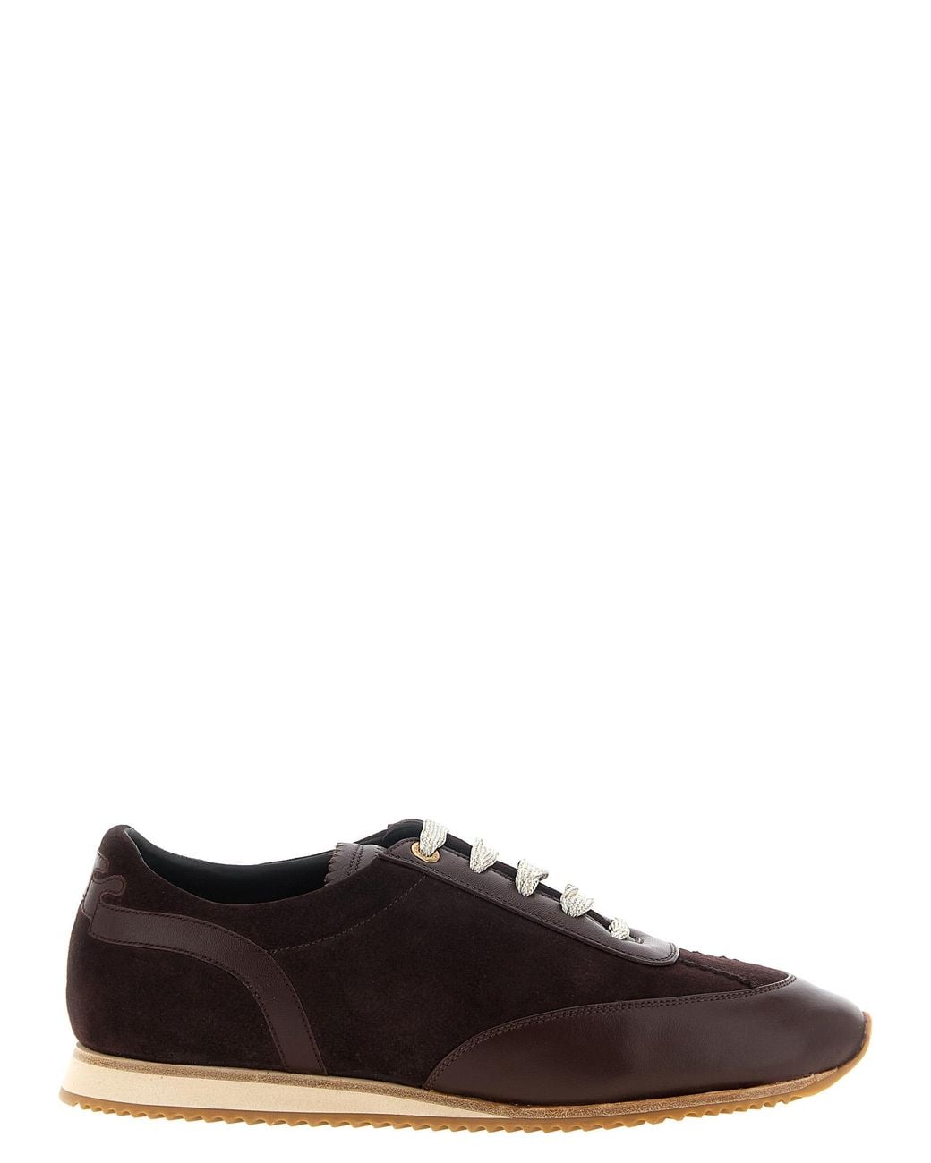 Agnona Brown Suede Runner Sneakers