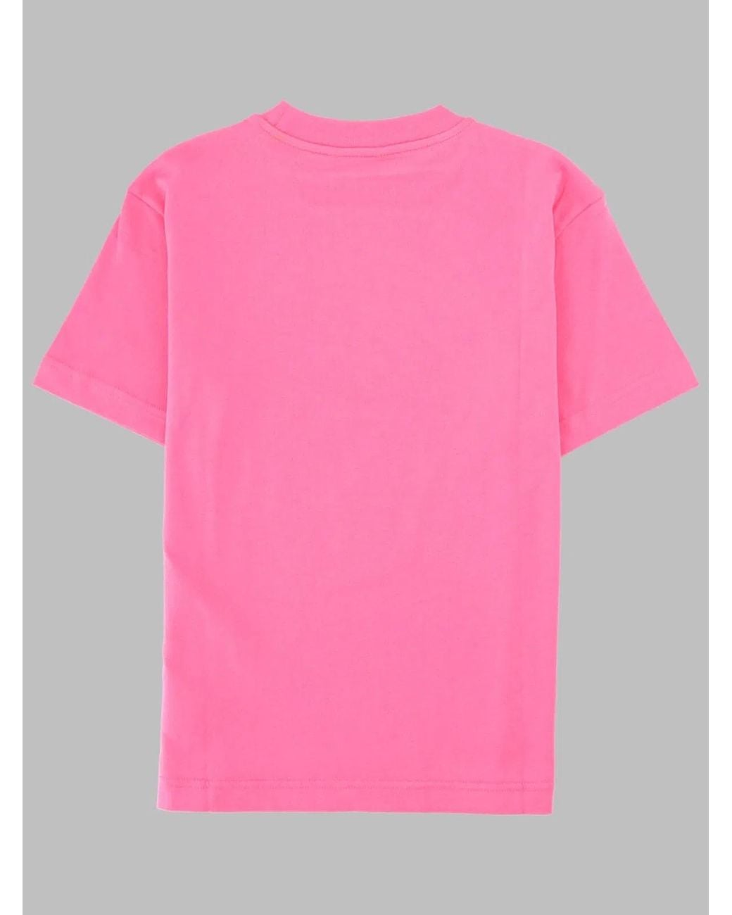 Palm Angels Pink Neck Logo Brushed Reg Tee S/S Girl