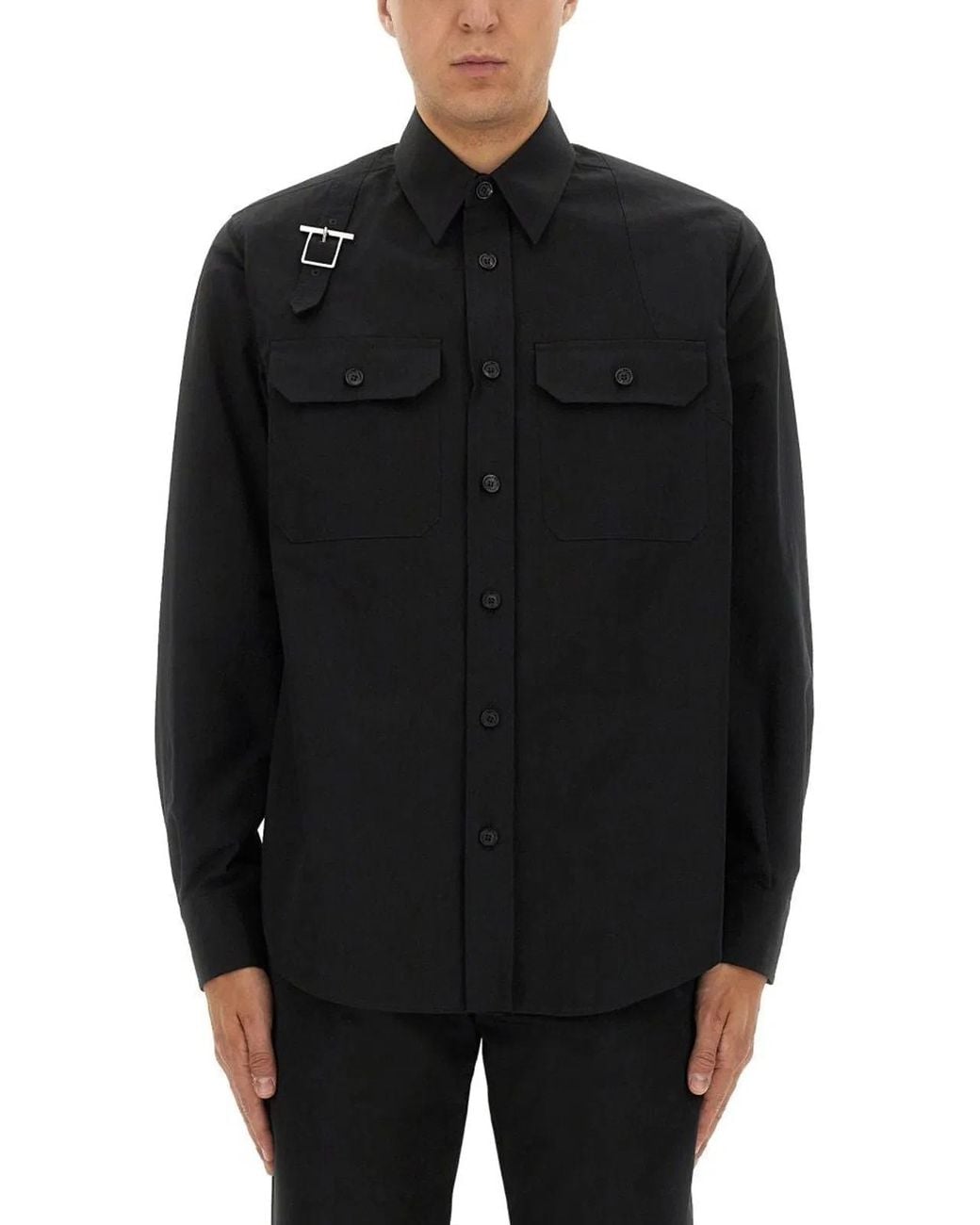 McQueen Black Poplin Shirt for men