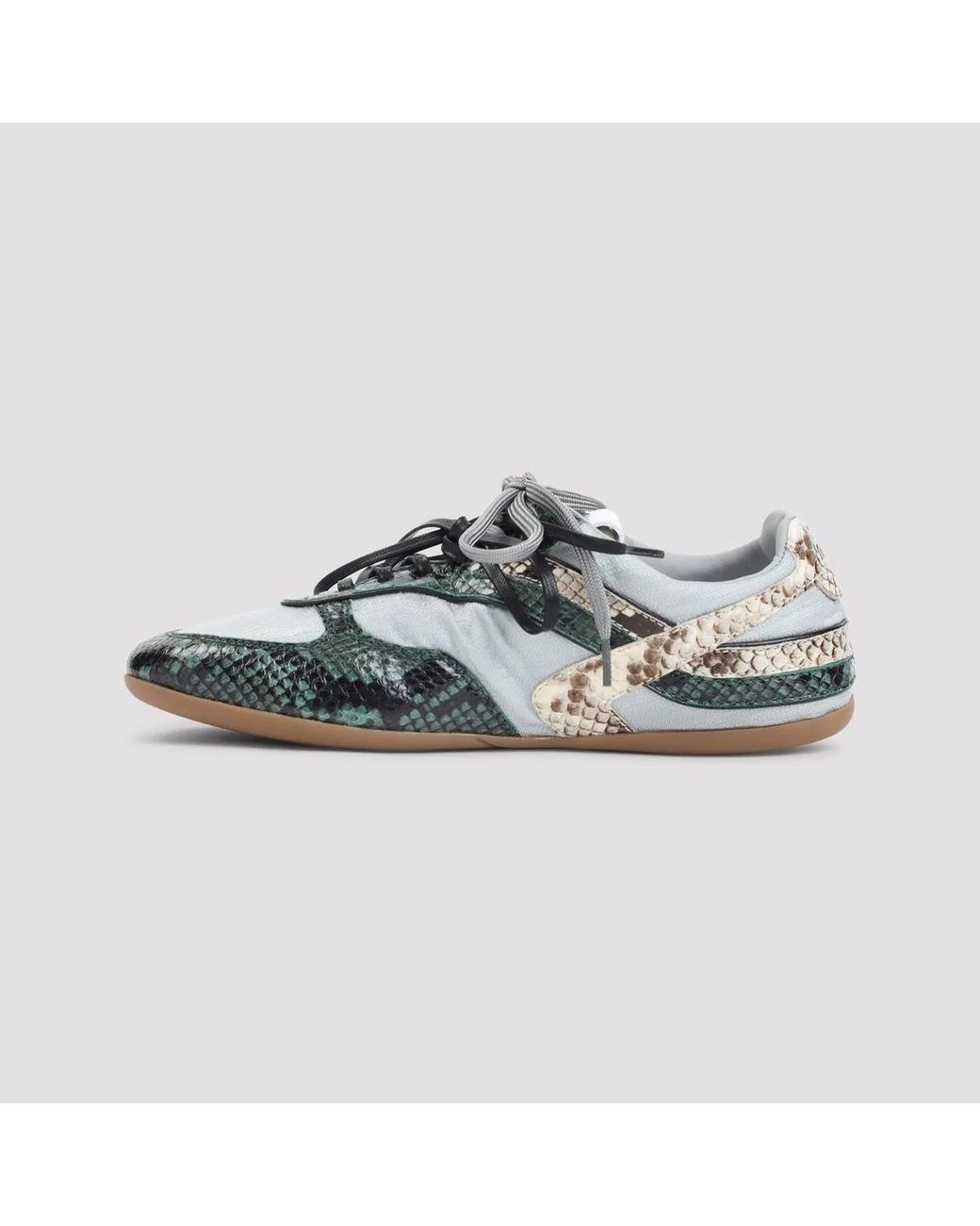 Miu Miu Green Gymnasium Technical Fabric And Python-Print Ayers Leather Sneakers