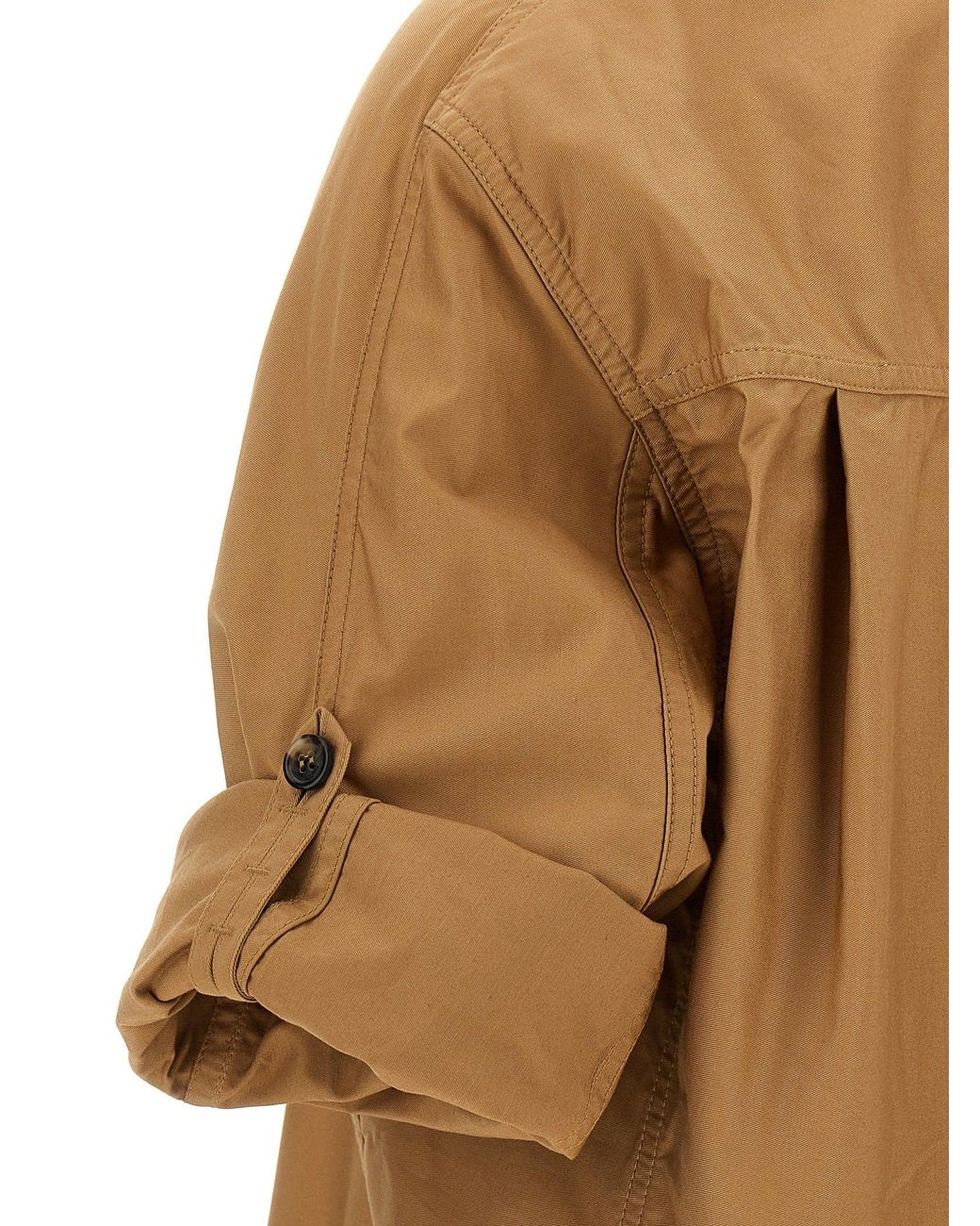 Saint Laurent Brown Cotton Twill Wide-Neck Blouse