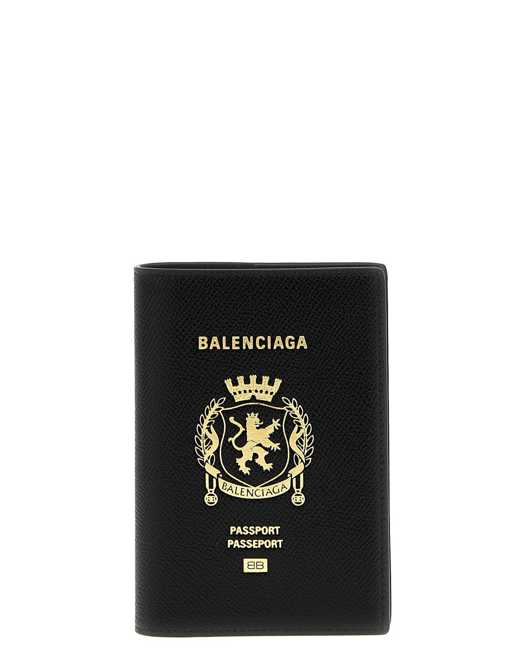 Balenciaga Black Logo Leather Passport Holder for men
