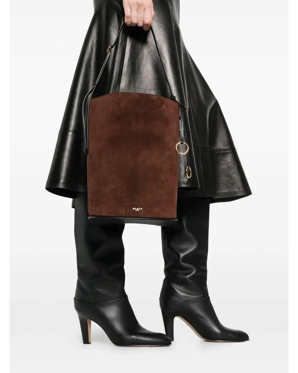Alaïa Brown Basket Bag S Suede Leather