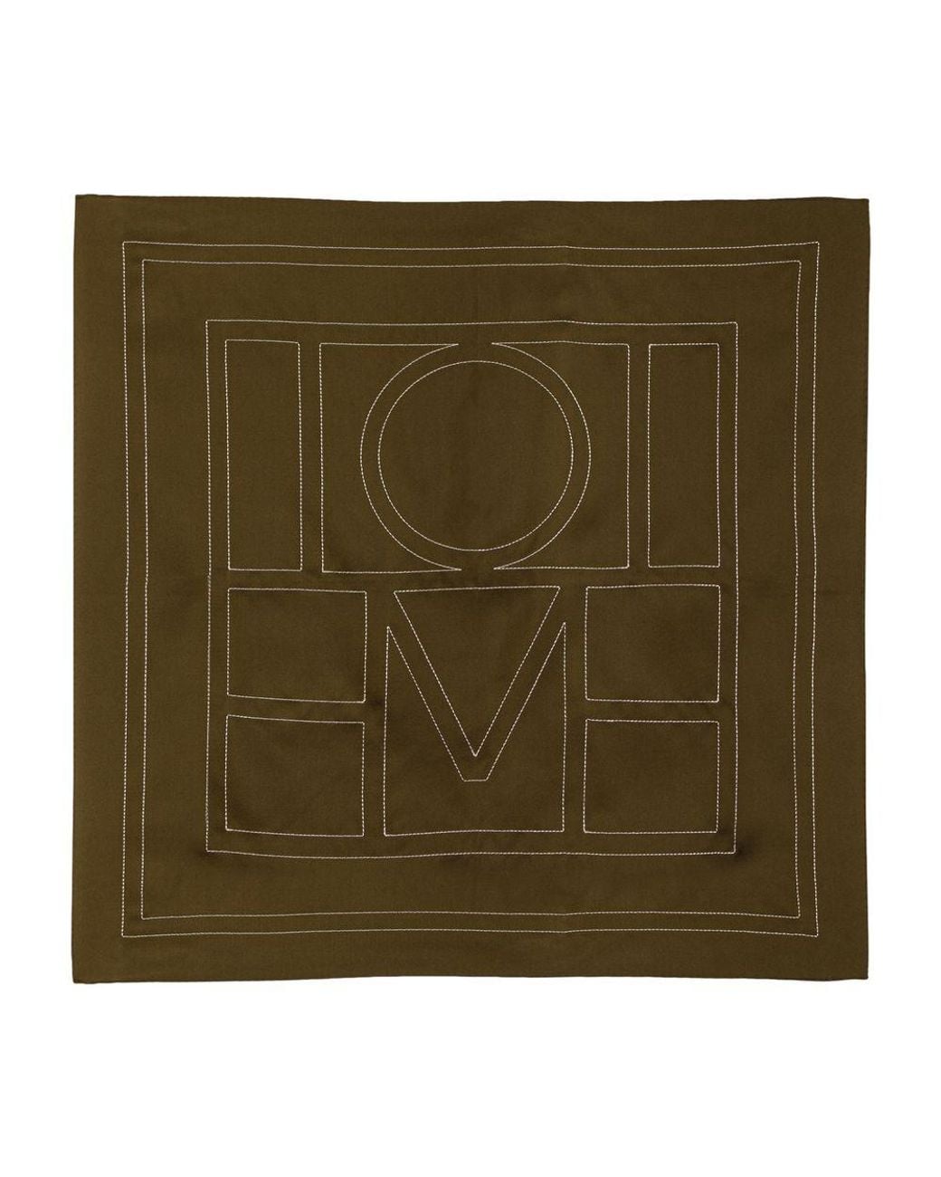 Totême Green Embroidered Monogram Scarf